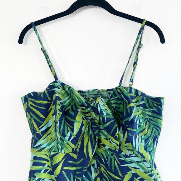 Sofia Jeans Sofia Vergara Tank Top Sz Medium Green Blue Peplum Linen Tropical - Picture 3 of 14